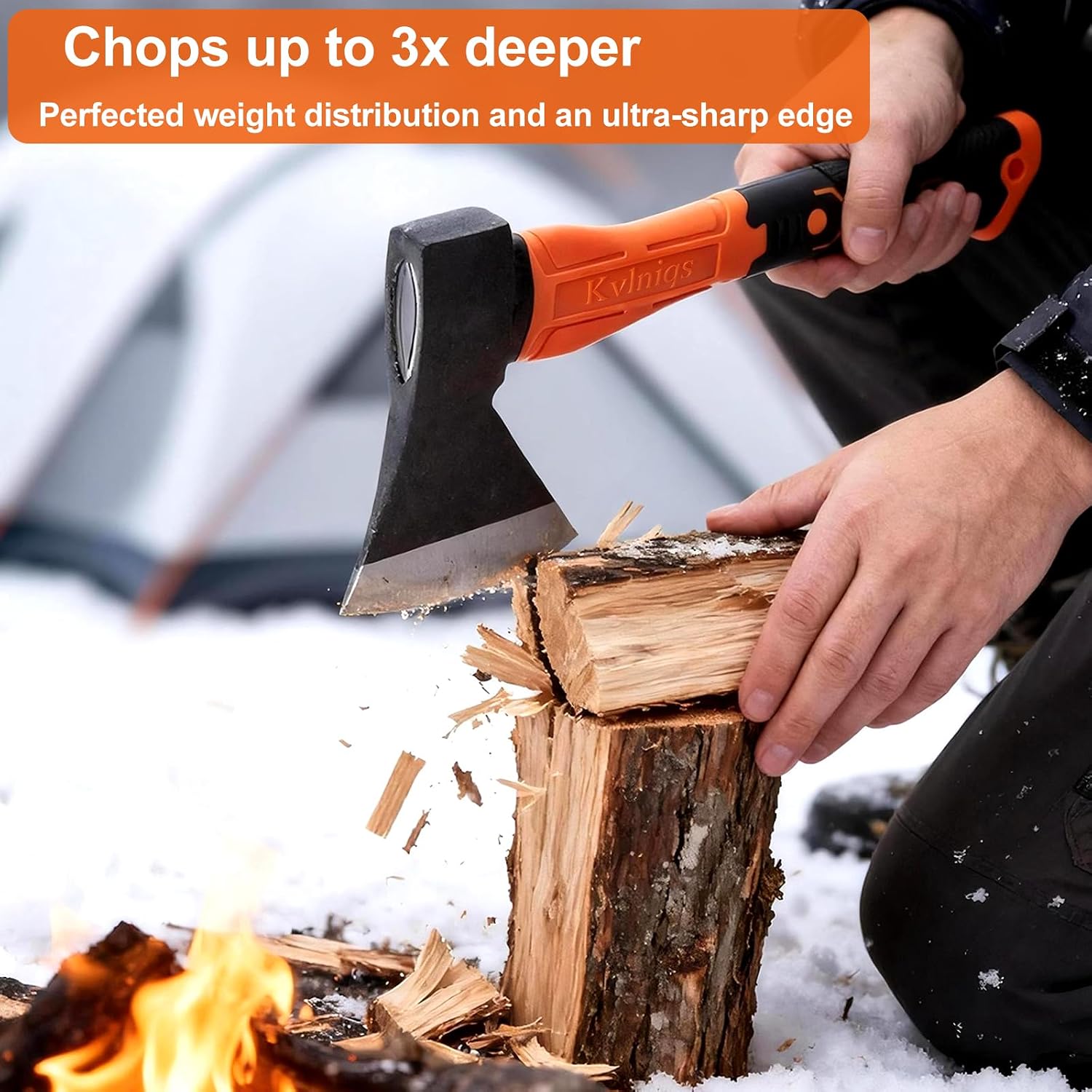 Small 14" Hatchet Axe, Wood Axe, Camping Hatchet, Wood Splitter | For Splitting and Kindling, Forged Steel Blade with