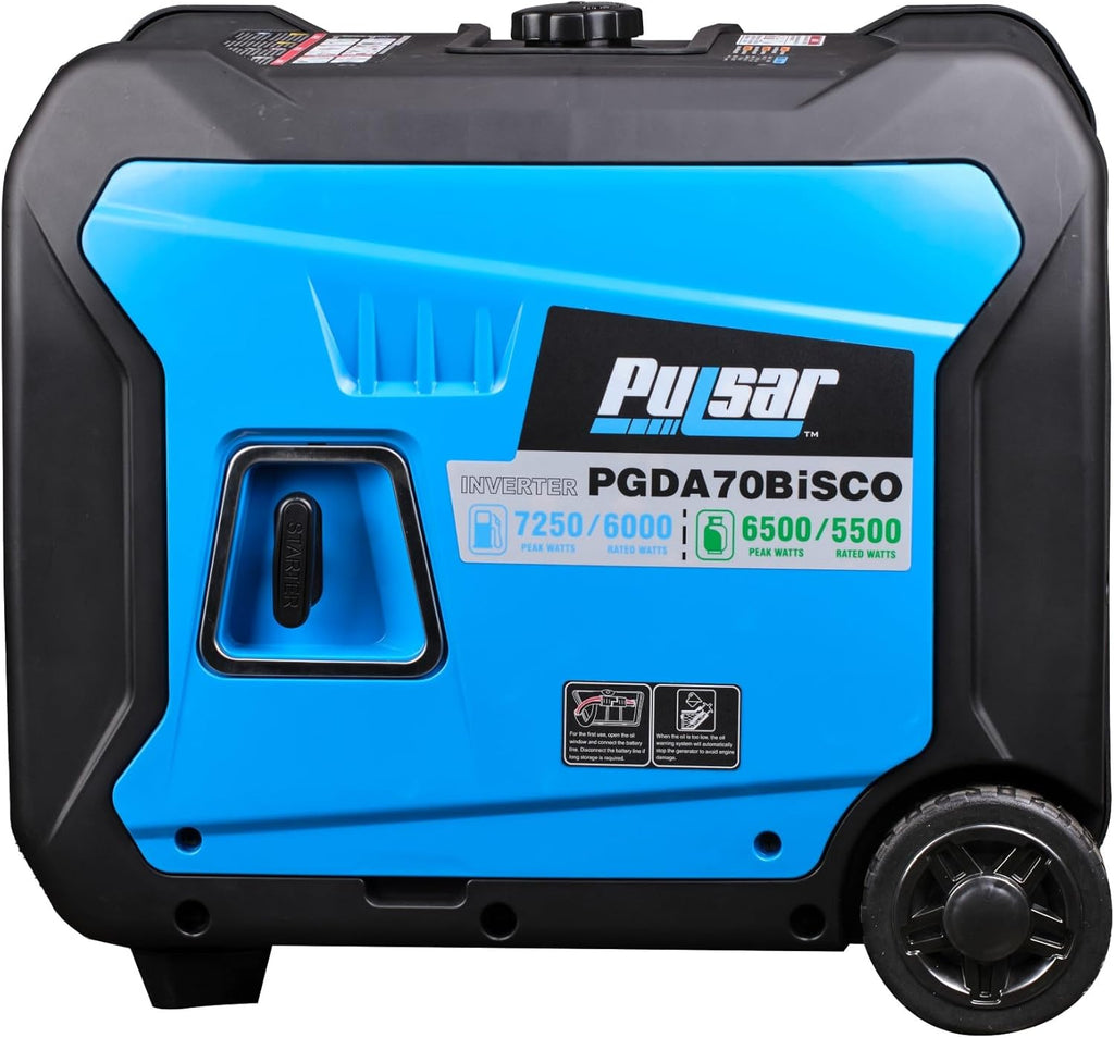 7,250-Watt Super Quiet Dual Fuel Inverter Generator with Remote Start | 6000 running watts gas, 5500 propane, 312cc