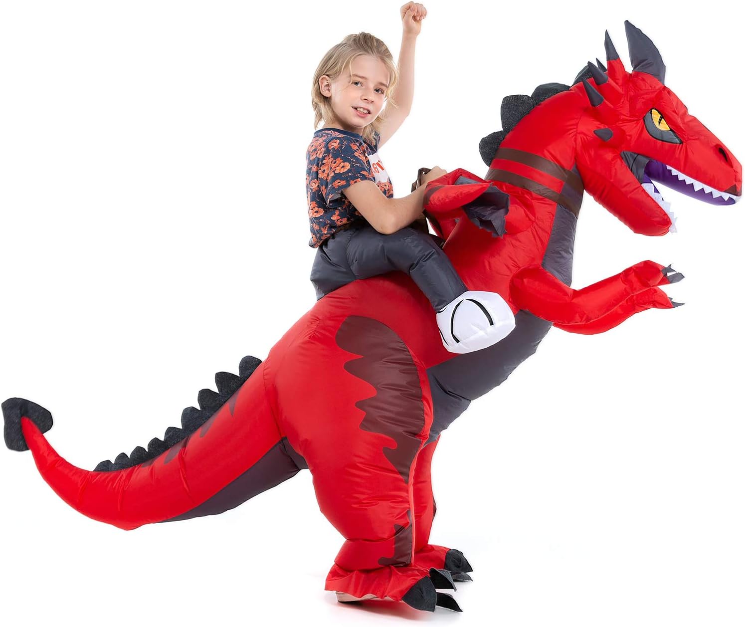 Inflatable Toddler Child Dragon Costume, Blow up Rider Cosplay Boys Girls | 360 Degree Detailed 3D Design, Durable