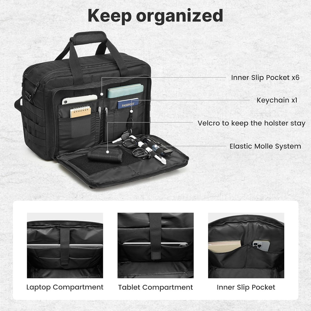 17.3 Inch Laptop Messenger Bag for Men, 3-in-1 Backpack for Travel Work Weekender, Large Tactical Shoulder Bag