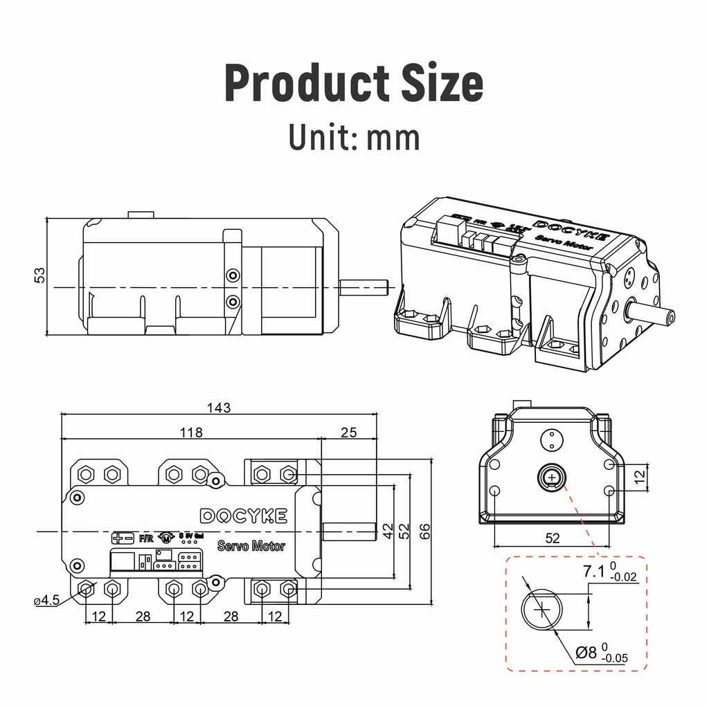 DOCYKE 550kg high torque digital servo 360° read encoder 2in1for DIY Robot