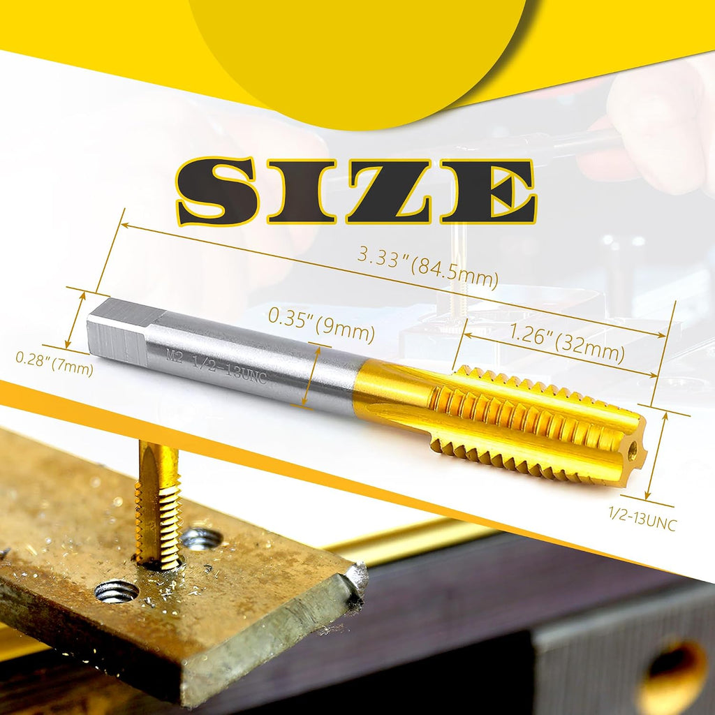 1Pc 1/2"-13 UNC Thread Tap for Metal,M2 HSS Bottom Threading Hand Tap