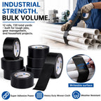 Black Duct Tape Bulk, 2 Inches x 60 Yards, 12 Pack