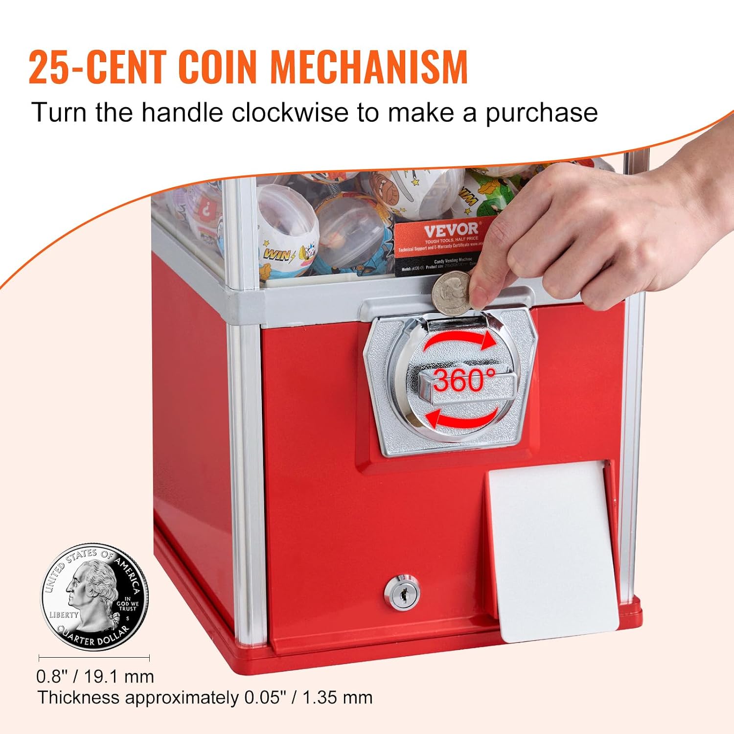 Gumball Machine, 25" Height Home Vending Machine, PS Bouncy Balls Dispenser, Hold 230 Capsule Balls, Rectangle Bubble