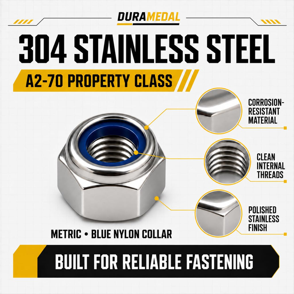 Metric Lock Nut Assortment Kit,159Pcs Stainless M3-M12 Nylock Nuts