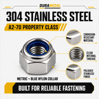 Metric Lock Nut Assortment Kit,159Pcs Stainless M3-M12 Nylock Nuts
