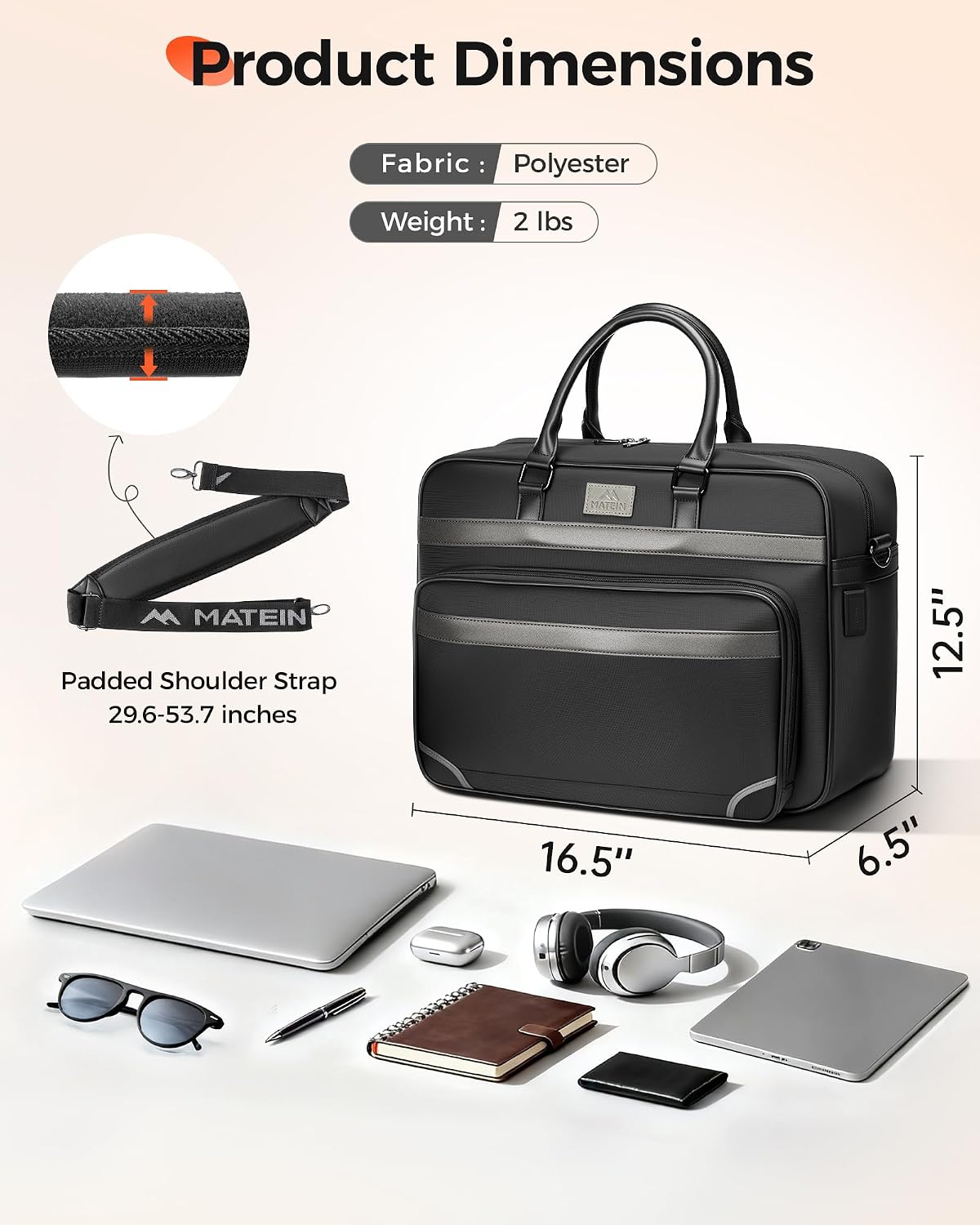 Laptop Bag with Insulated Lunch Compartment, 16 Inch Men Lunch Bags for Work, Water Resistant Anti Theft Business