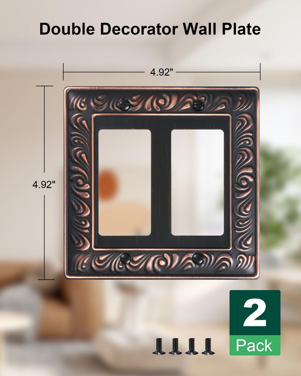 2-Pack Paisley Pattern Double Decorator Outlet Cover Plate