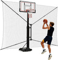 Basketball Rebounder Net, Heavy-Duty Steel Frame Basketball Return Net Catcher Backstop Nets Basketball Return