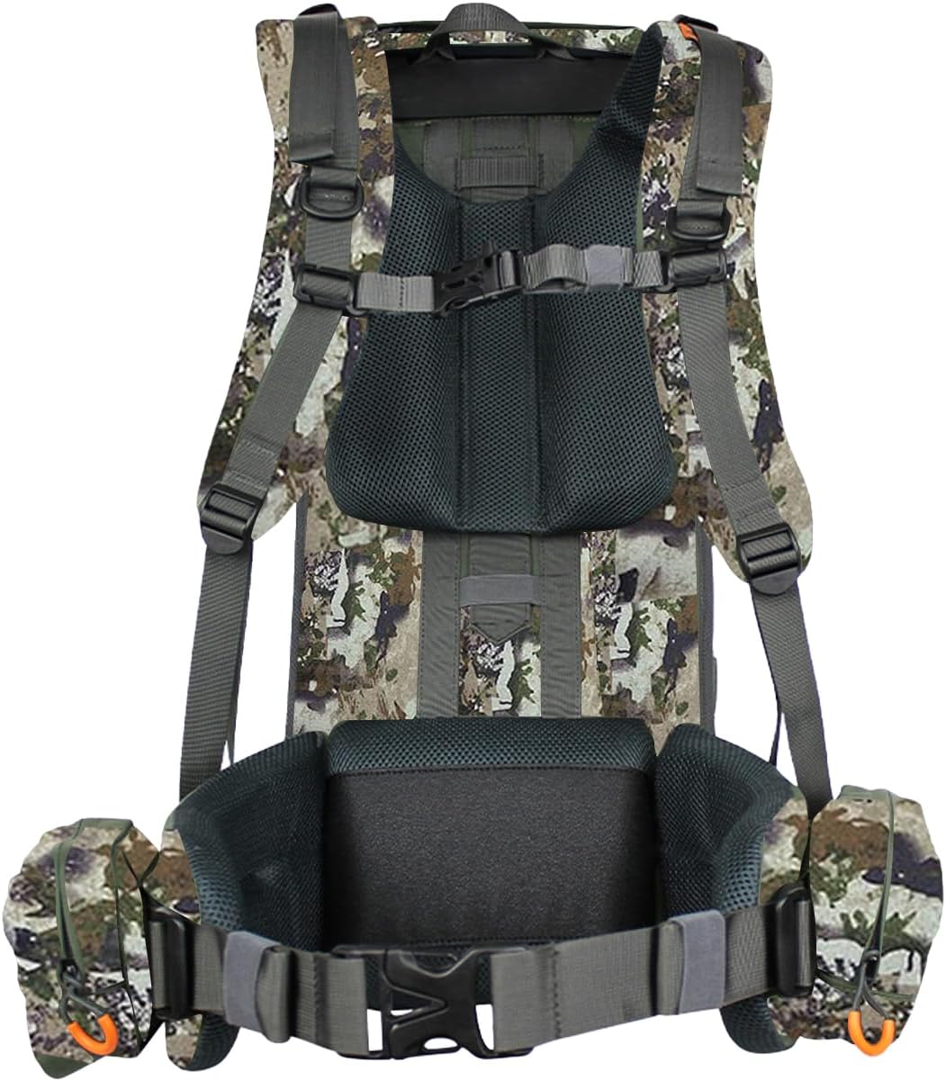 Hunting Backpacks for Men, Meat Hauler Frame Pack with Rifle Holder, 40L/80L Extendable + Capacity for Bow Rifle Gun