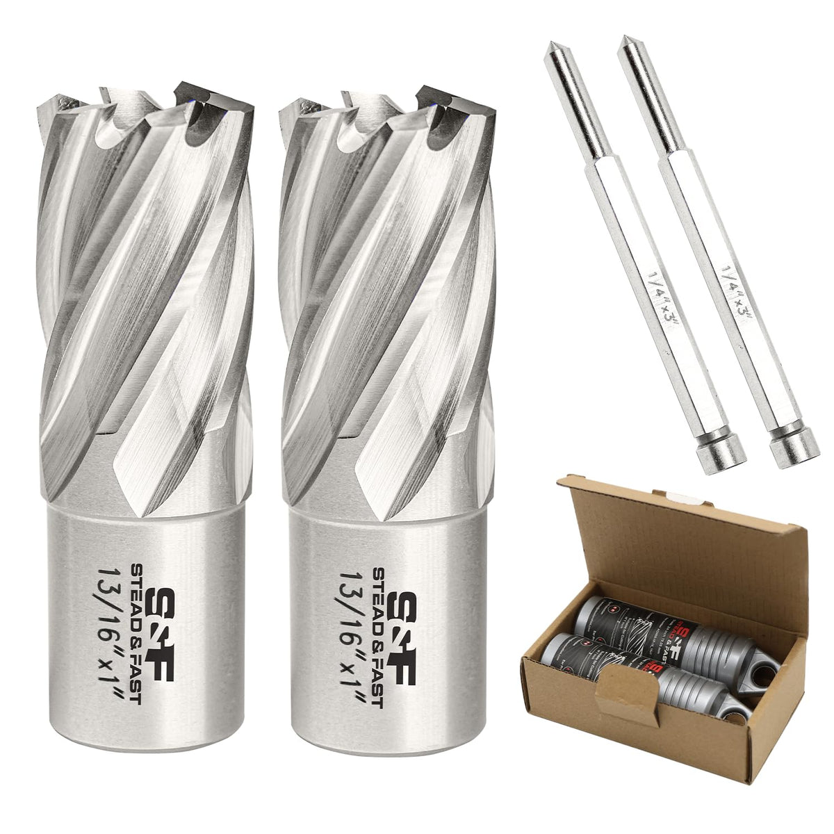 S&F STEAD & FAST Annular Cutter Set 2 Pcs, 13/16" x 1" DOC, Mag Drill Bits