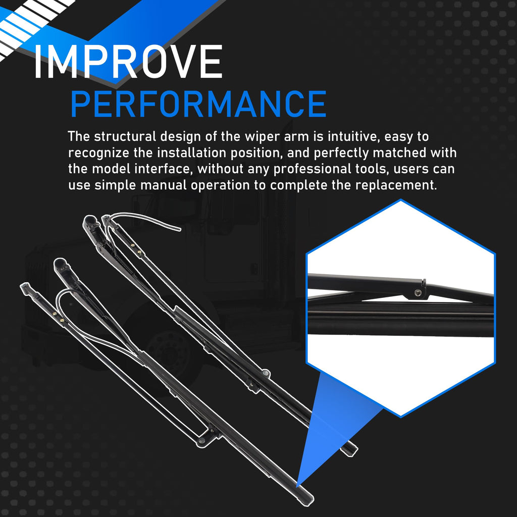 Front Windshield Wiper Arm Kit Compatible with Kenworth 07-20