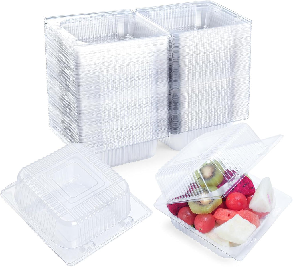 100 Count Heavy Duty Clear Clamshell Food Containers Hinged with Lids