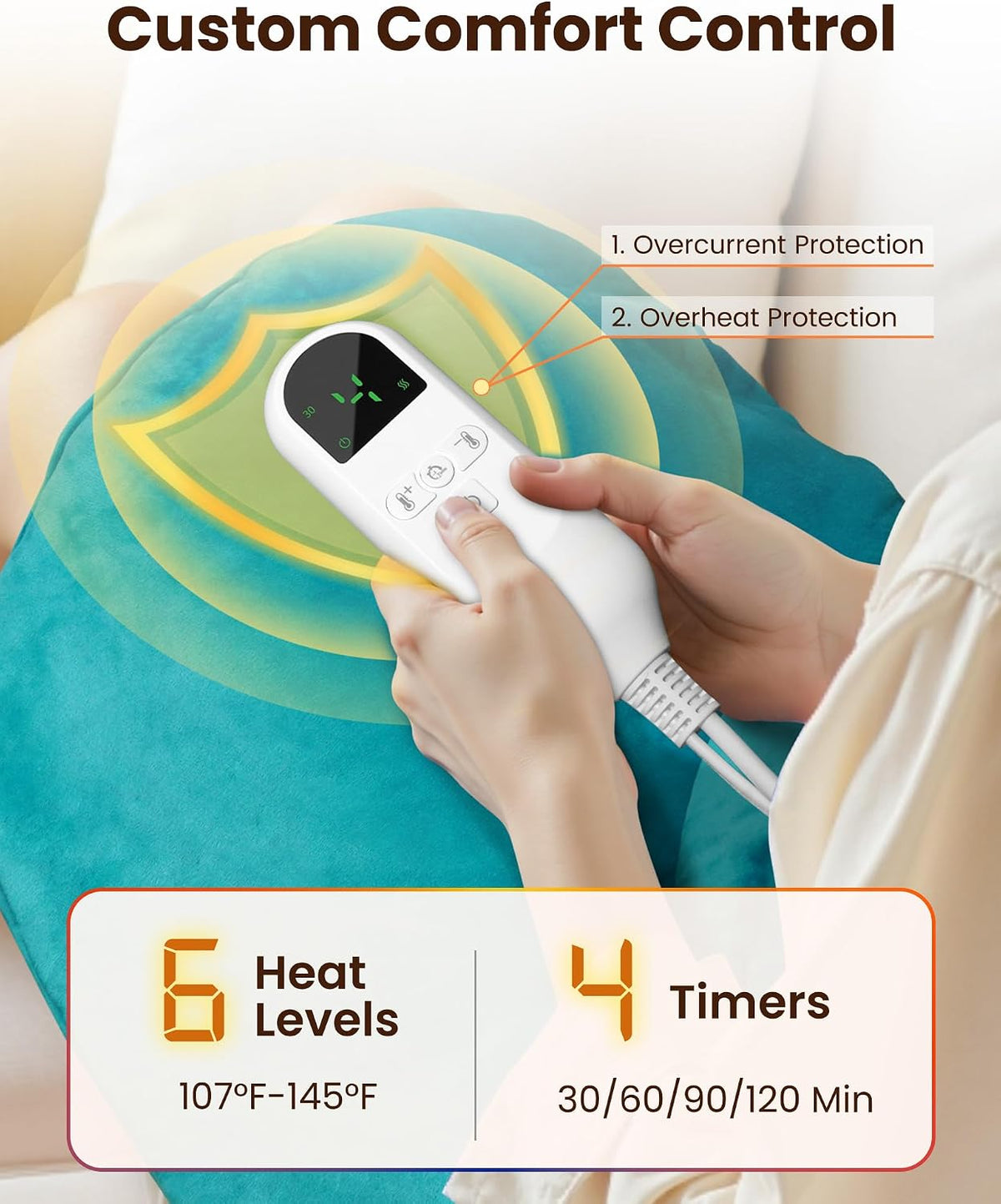 Weighted Heating Pad for Neck and Shoulders, Electric Heat Wrap with 6 Temperature & 4 Timer Settings, Auto Shut-Off