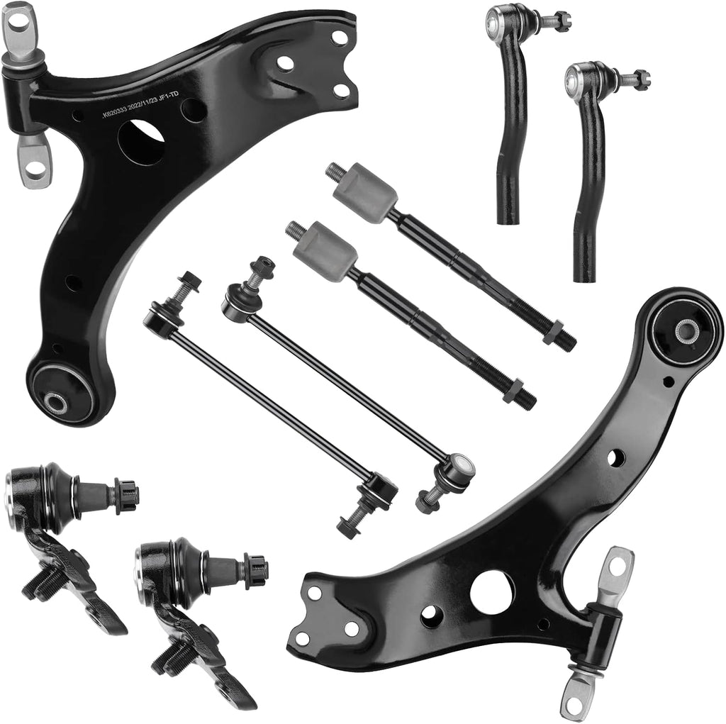 10PCS Front Lower Control Arm w/Ball Joint for Toyota Camry Lexus ES300 2002-2003, Tie Rod Ends + Sway Bar Left & Right Suspension Kit K620334 K620333 K90346 K90347 EV420 ES3600 ES3601 K90344