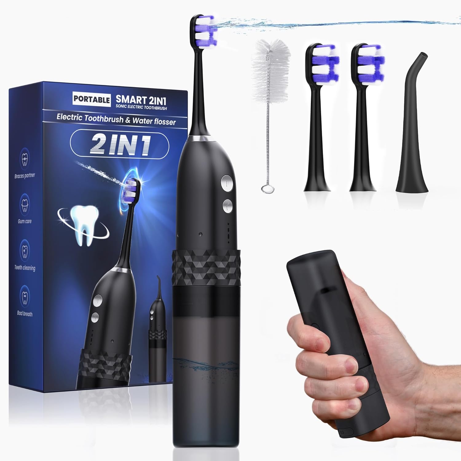 Electric Toothbrush with Water Flosser, 2 in 1 Cordless Toothbrush and Water Flosser Combo,Water Flosser for Travel