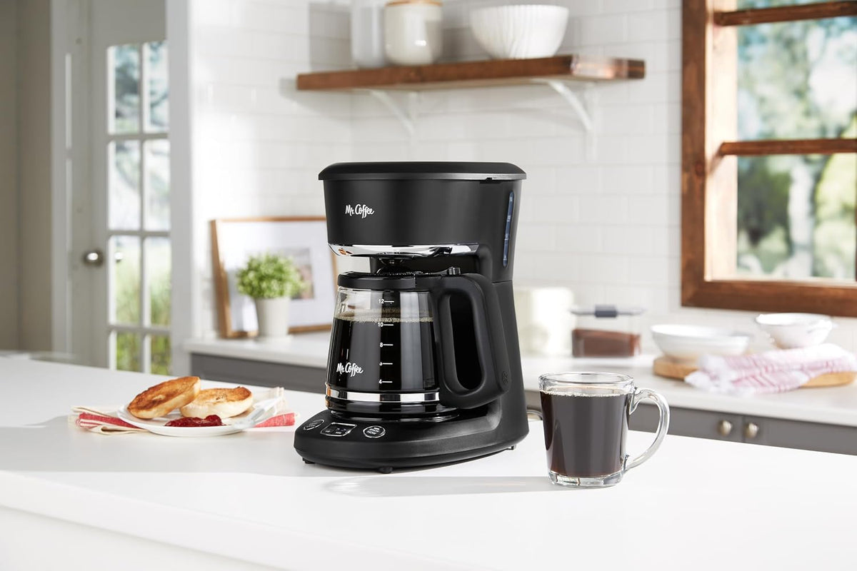 12-Cup Replacement Carafe – Compatible with Mr. Coffee 12 Cup Machines, Glass Pot with Black Handle