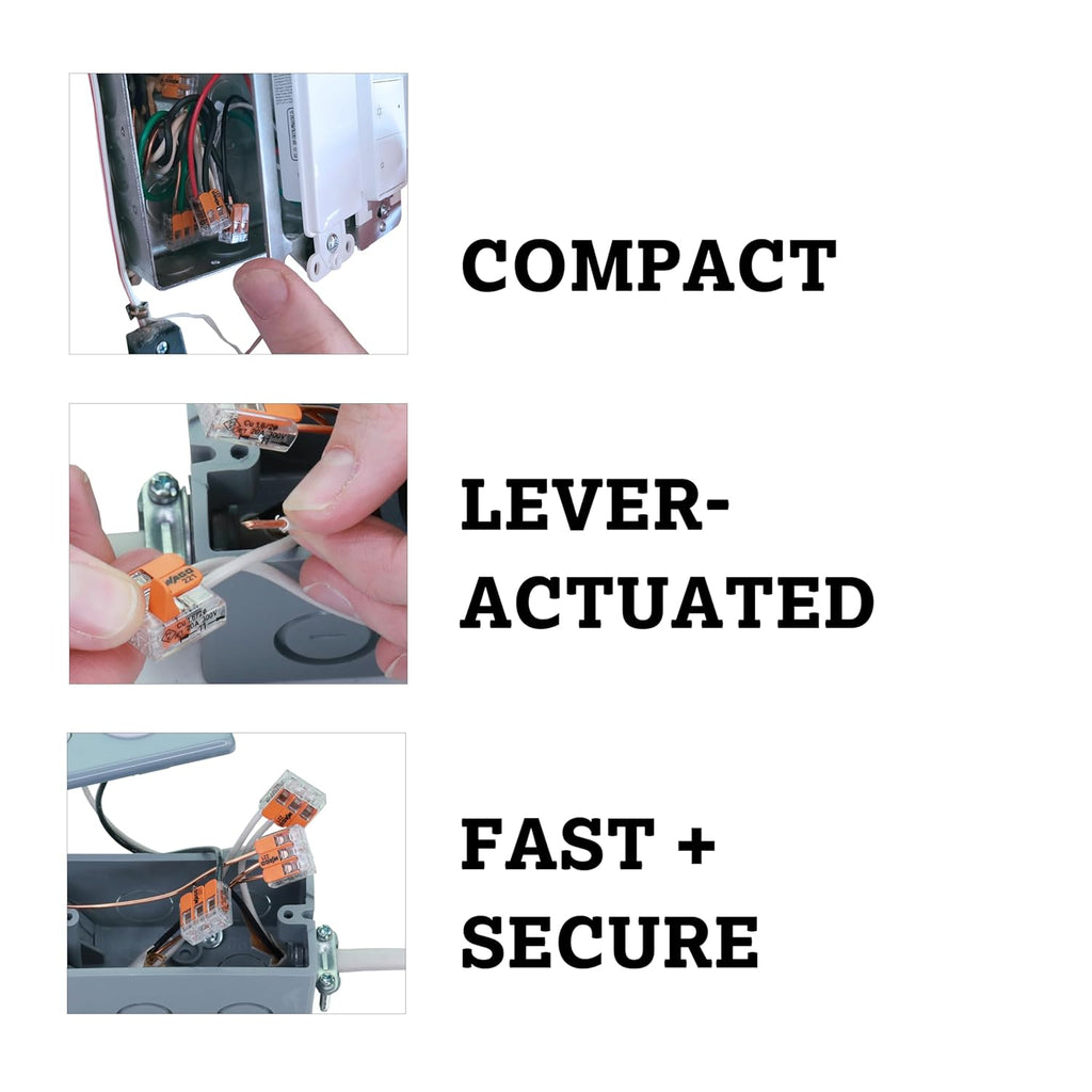 221-413 | WAGO Lever-Nuts Splicing Connector | for Solid and Stranded Conductors | 3-Conductor with Operating levers