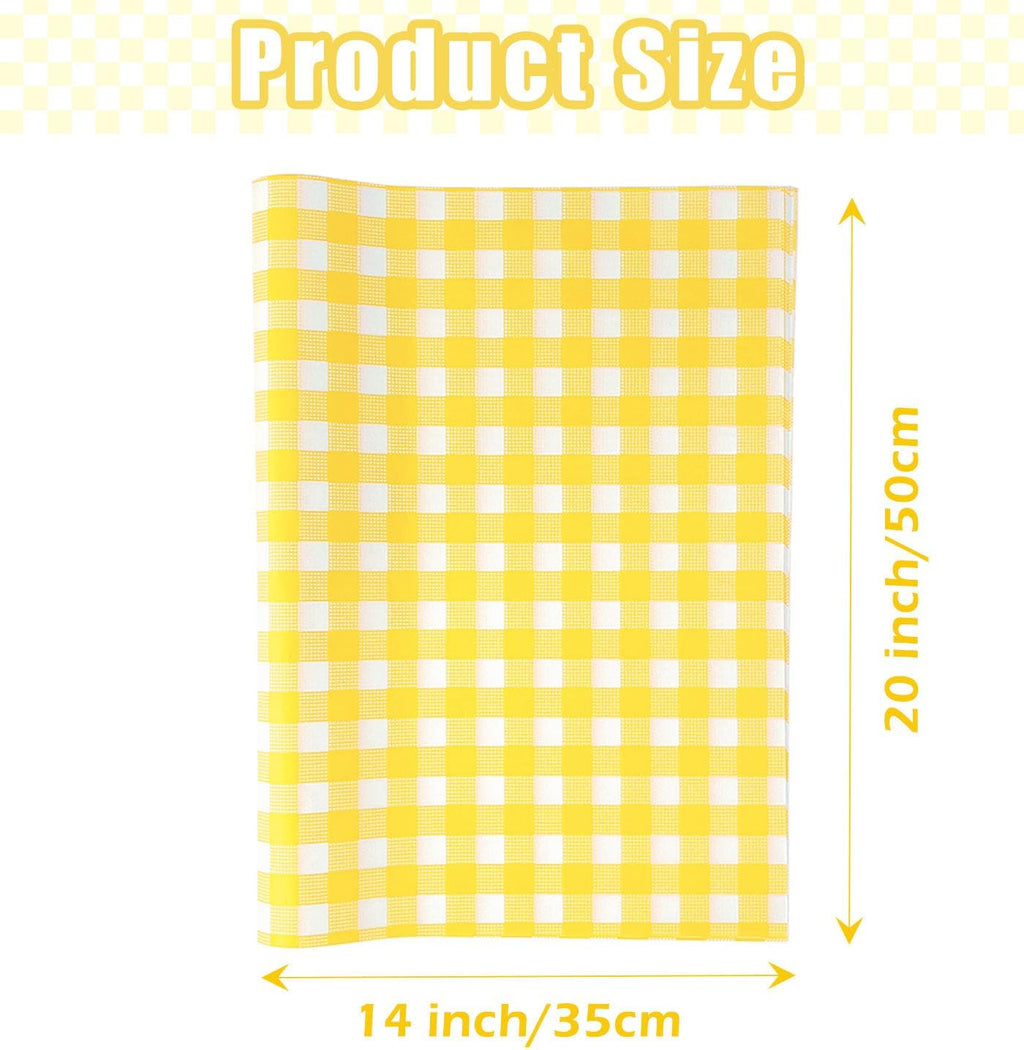 100 Sheets Gingham Tissue Paper 14 x 20 Inches Yellow and White Checkered Tissue Paper for Gift Bags Bulk Wrapping