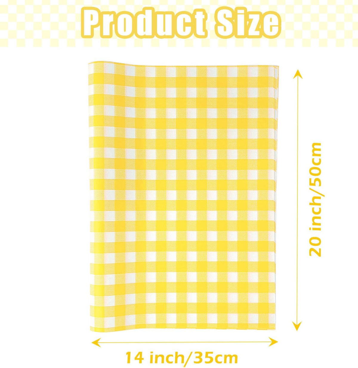 100 Sheets Gingham Tissue Paper 14 x 20 Inches Yellow and White Checkered Tissue Paper for Gift Bags Bulk Wrapping