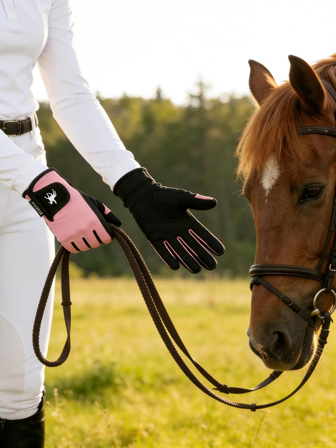 Horse Riding Gloves Equestrian for Women, Mesh Breathable