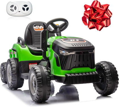 24V 7Ah Ride On Tractor w/Tiltable & Detachable Trailer, MOEYURO Kids Electric Vehicles Tractor w/400W Motors