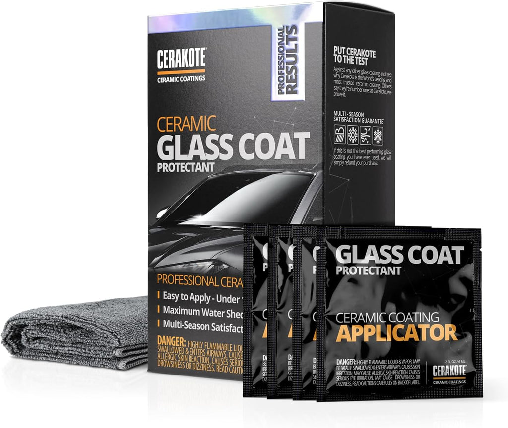 Ceramic Glass Coat Protectant, Rain Repellent for Cars, 4 Wipes | Hydrophobic windshield and window treatment