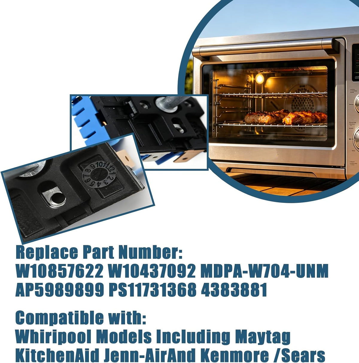 W10857622 W10437092 PS11731368 Electric Range Infinite Control Switch Replace for Whirlpool Models Including Maytag KitchenAid Jenn-Air And Kenmore/Sears Replace MDPA-W704-UNM AP5989899 4383881