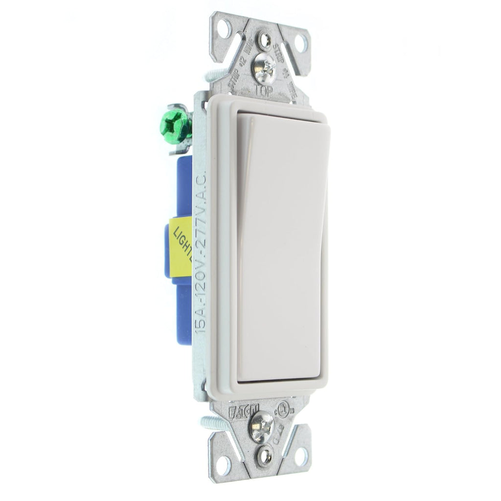 Hubbell RSD115ILWZ Lighted Decorator Rocker Switch, 1-Pole, 15-Amp, 120/277-Volt, White, (12-Pack)