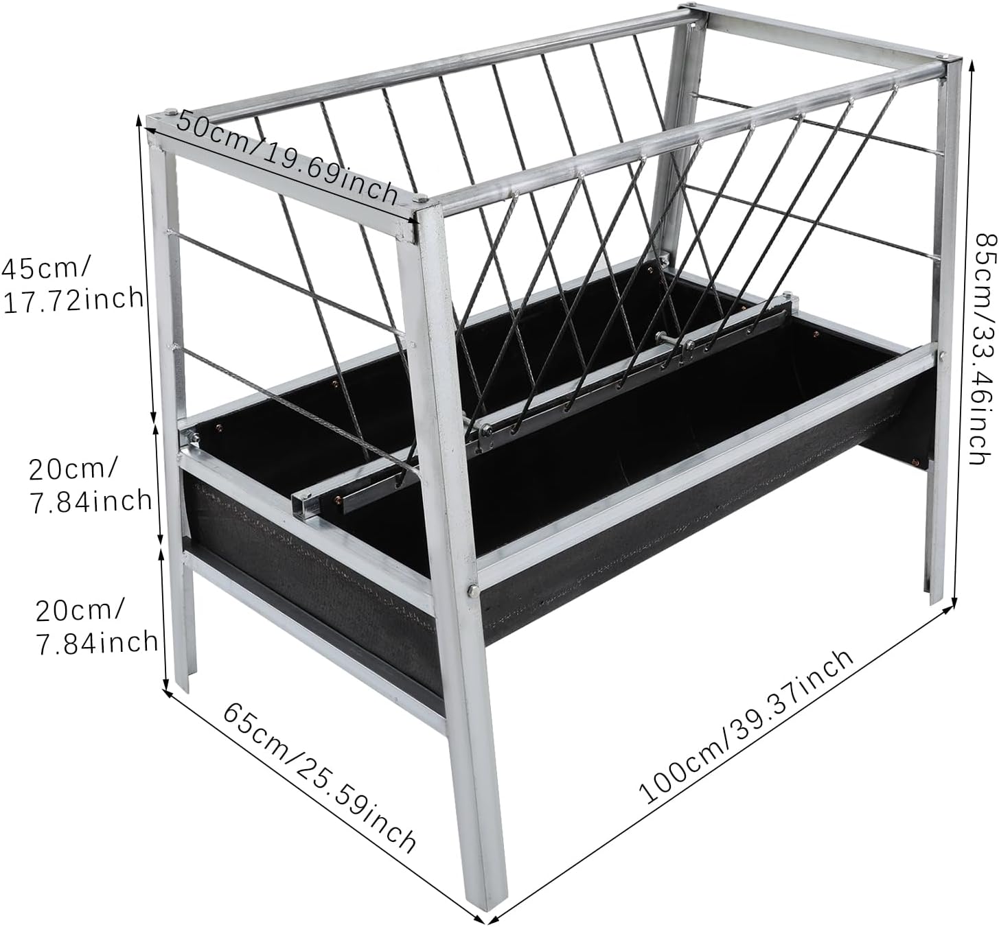 Feed Trough, 2-in-1 Grain & Hay Feeder Livestock Feeding Trough, Rectangular Livestock Feeder Trough Pasture Farm