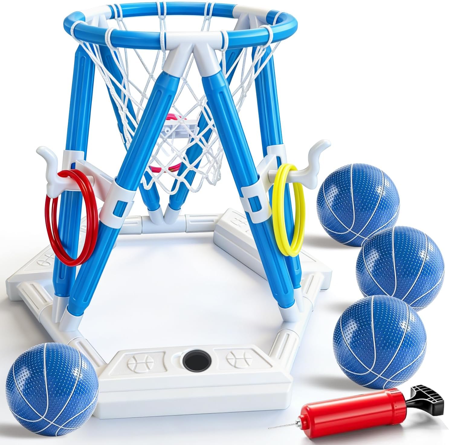 2-in-1 Pool Basketball Hoop & Ring Games, Summer Water Outdoor Party Pool Toys for Kids Ages 4-8, 8-12, Summer
