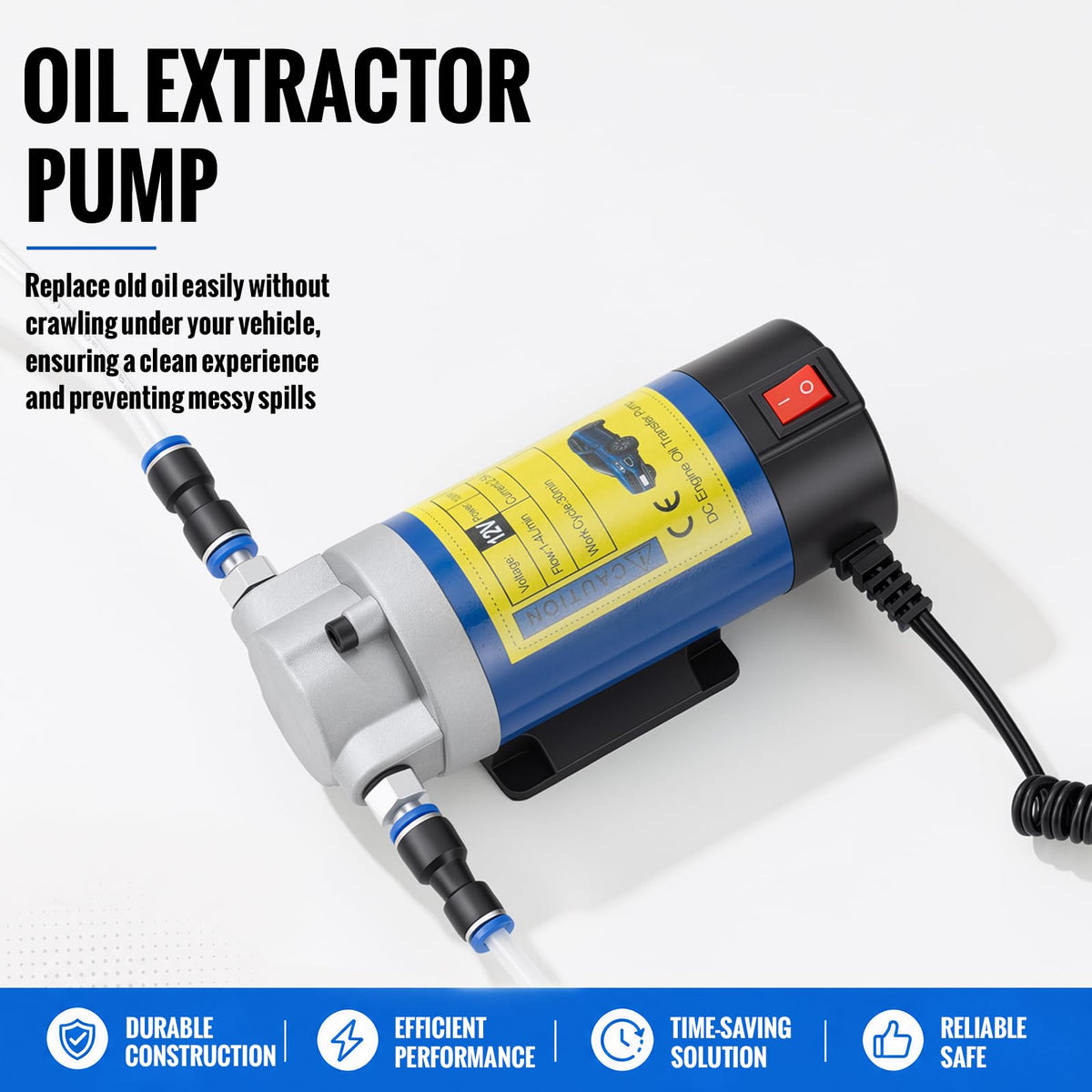 GJANSH 12V Oil Extractor Pump, 100W Self-Priming Electric Oil Change Pump