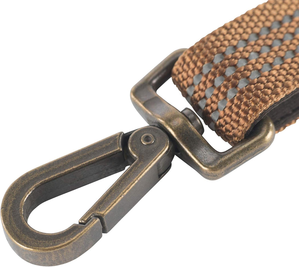 Pet Durable Nylon Webbing Shock Absorbing Leash for Dogs, Reflective Stitching for Visibility, Carhartt Brown (Shock