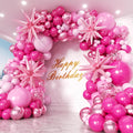 Pink Balloons Garland Arch Kit 163pcs with Star, Hot Pink Metallic Pink Shades of Pink Valentine's Day Balloons for