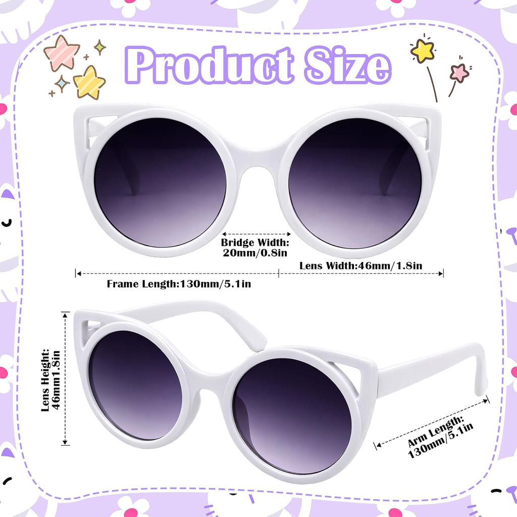 Kids Sunglasses with Girls Glasses Case, Plush Cat Eyeglass Case with Handle Girls Sunglasses UV Protection