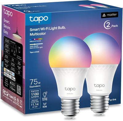 Multicolor Dimmable Smart Light Bulbs, L535E(2-Pack), A19 E26, 1100LM