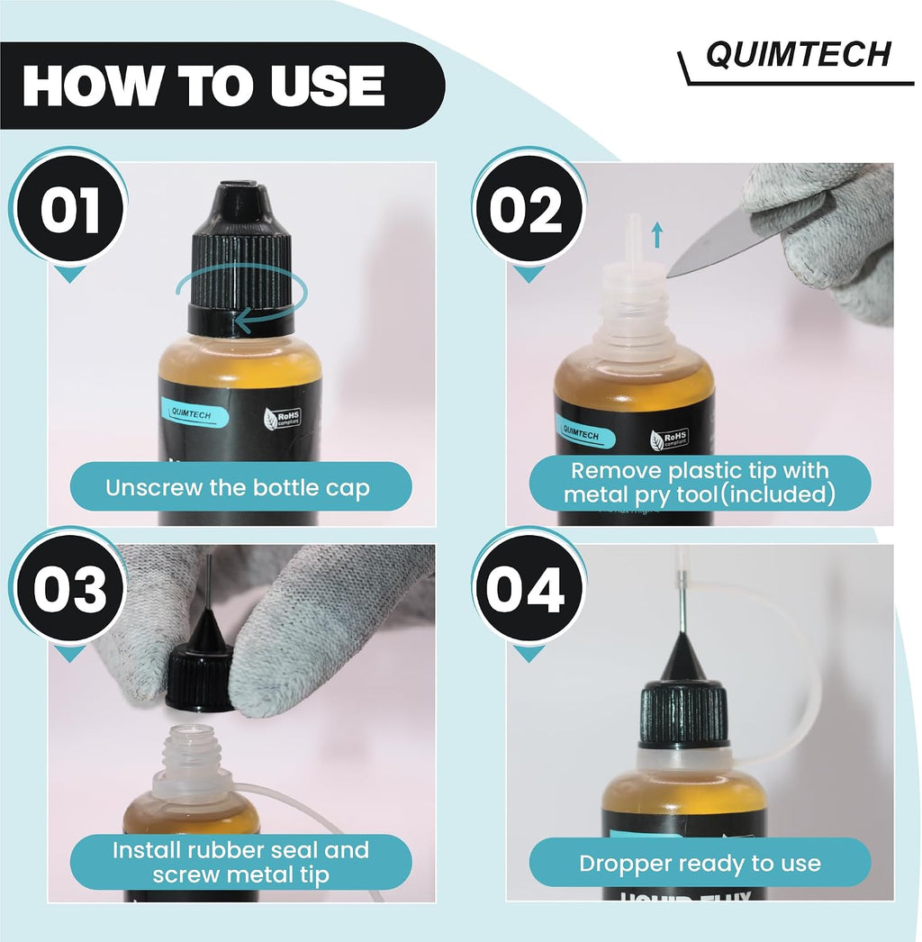 Liquid Solder Flux Dropper (30 ml/1 Oz.) I RMA Liquid Solder Flux I Soldering Flux I Electrical Solder I No Clean Liquid Flux I Rosin Flux I Soldering Flux for Electronics I Lead Free Liquid Solder I
