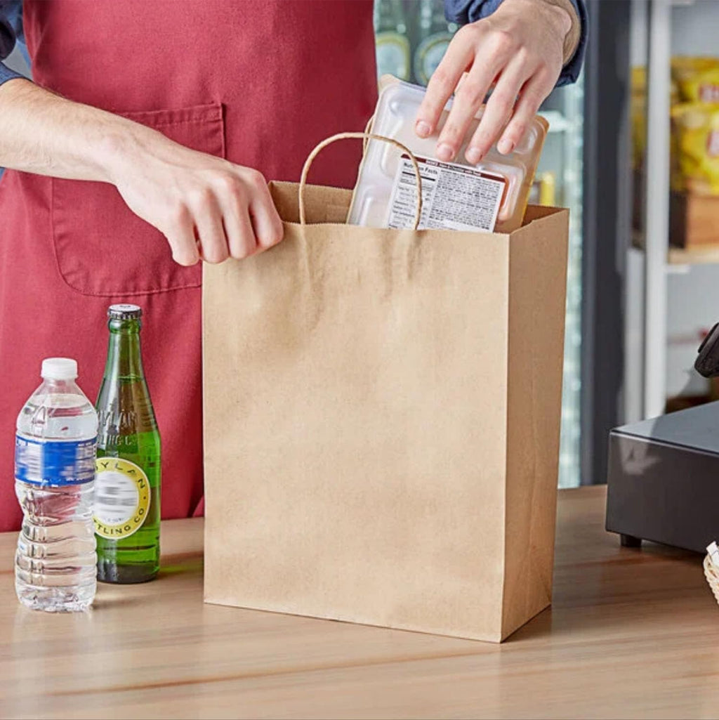 90-Pack Brown Kraft Paper Bags with Handles Bulk, Assorted Sizes Gift