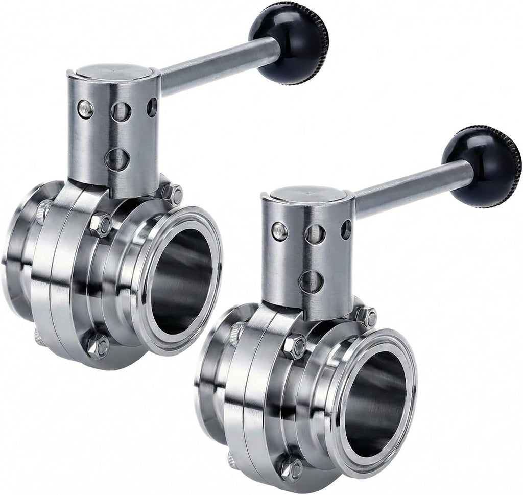 SS304 Stainless Steel Butterfly Valve, 2 Pack, 2"Inch