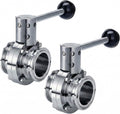 SS304 Stainless Steel Butterfly Valve, 2 Pack, 2"Inch