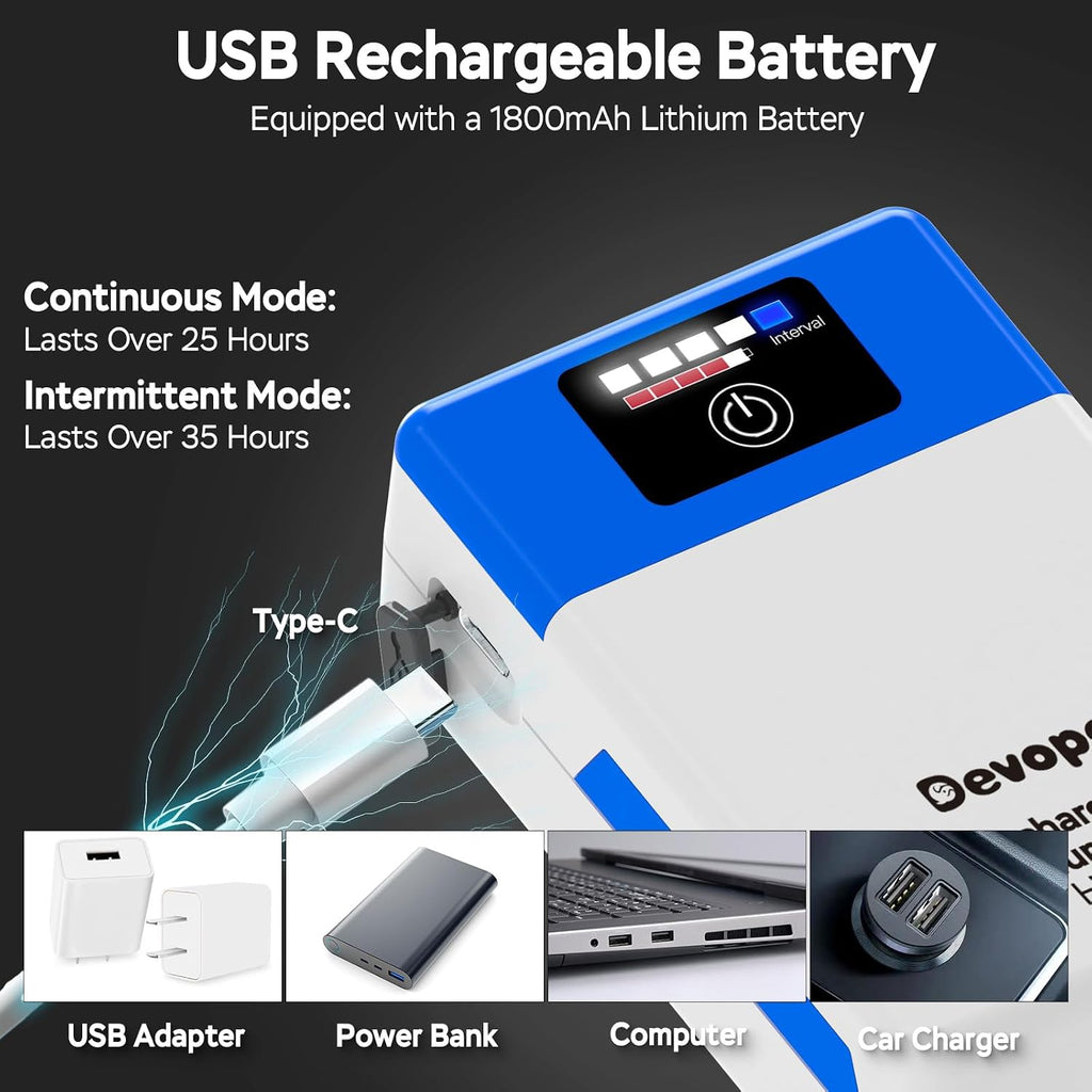 Battery Powered Aquarium Air Pump, Bait Bucket Portable Aerator, Ultra Quiet Fish Tank Bubbler, USB Rechargeable