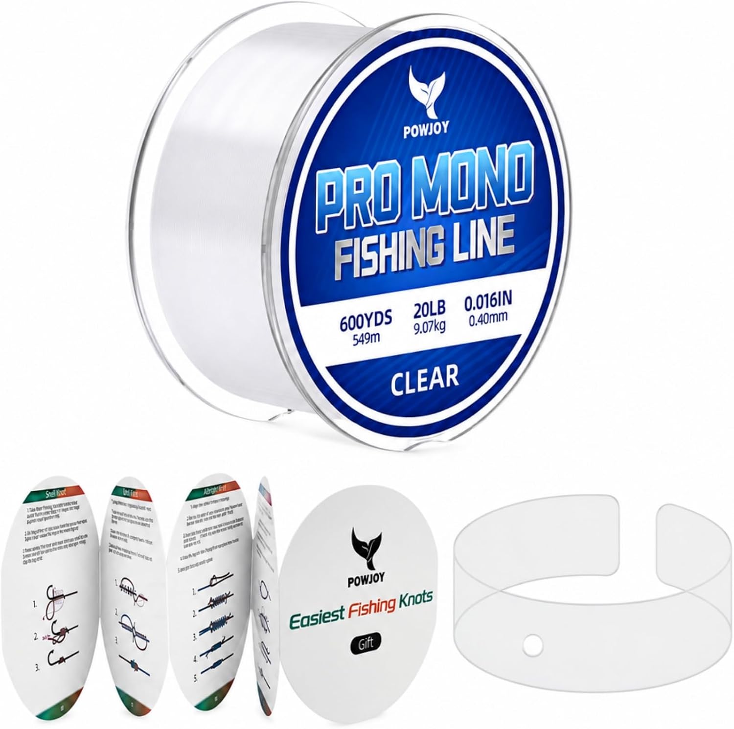 Monofilament Fishing Line with Knot Guide Cards for Beginners to Pro | Low Memory Smooth Casting String Tangle-Free
