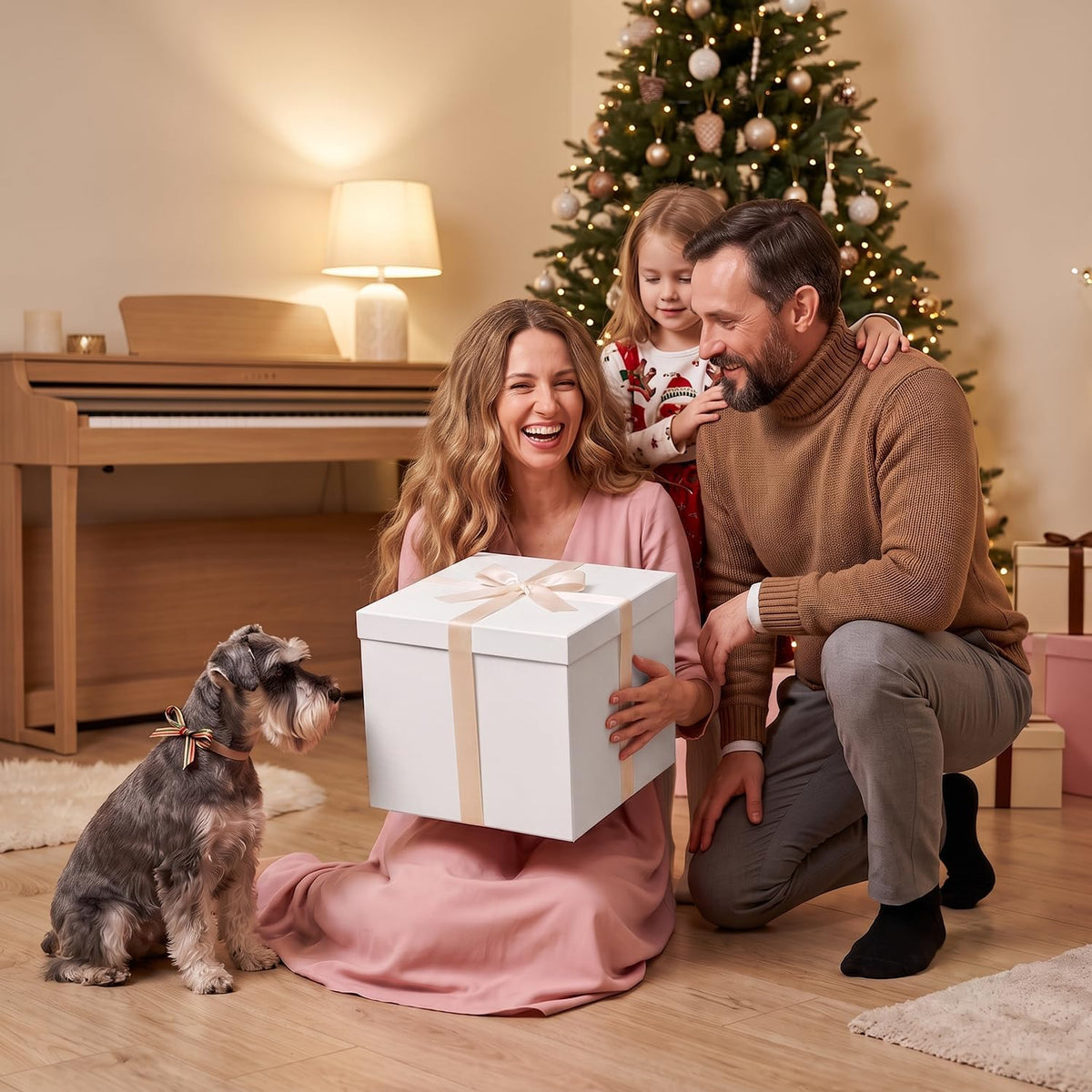 Large White Gift Box with Lid for Presents, 12"x12"x10"