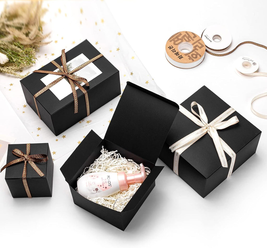Black Gift Boxes with Lids 9x6x4 Inches 10 Pack Groomsmen Proposal