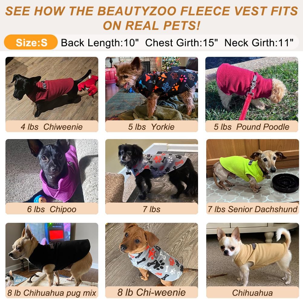 Dog Fleece Vest Sweater Winter Jacket for Small and Medium Dogs with D-Ring Leash Cold Weather Coat Hoodie for XS S M