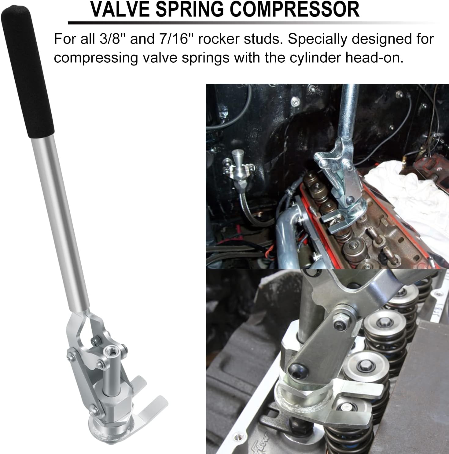 66784 Stud Mount Valve Spring Compressor Removal Tool Remove & Install Valve Springs & Retainers Fit For All 3/8'' &