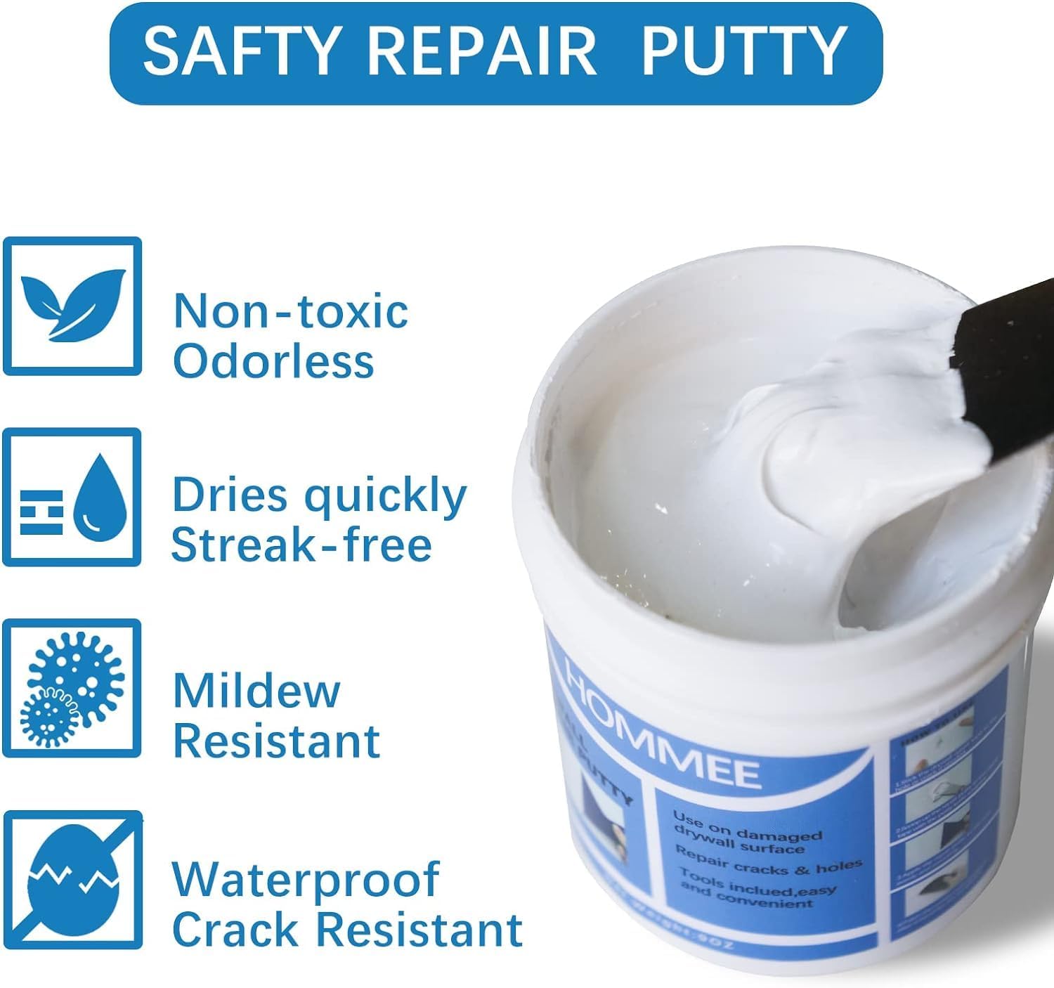 Drywall Repair Kit,Drywall Hole Patch Repair Kit,Wall Spackle Paste 9.8OZ to Fix Wall Surface Holes and Creak Damage