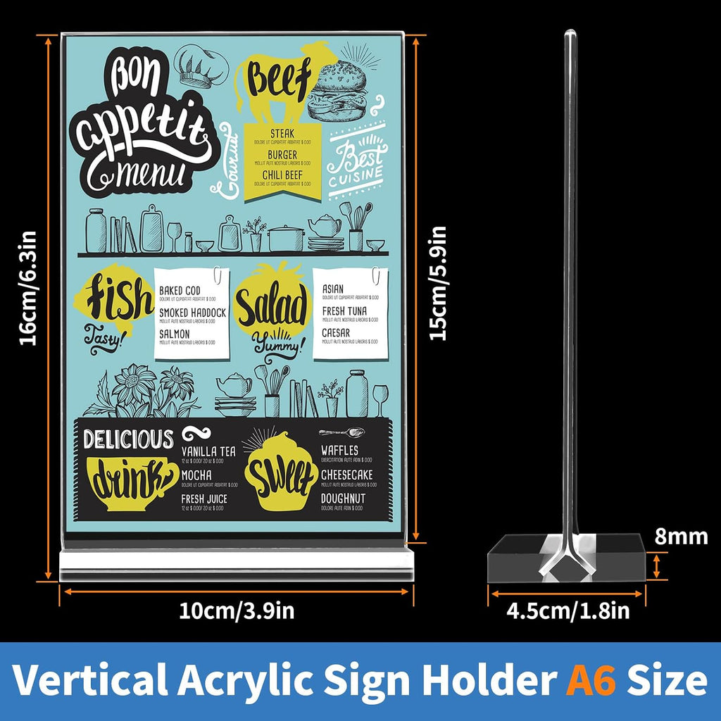 Acrylic Sign Holder 4x6 Inch,3 Pack Sign Holders Vertical | Clear, Double-Sided Display, Stands Stably, Stand Firmly