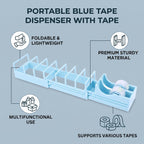 Foldable Tape Dispenser, Portable Lightweight Multi Type Cutter and Holder for Gift Wrapping Home Office Blue Plastic
