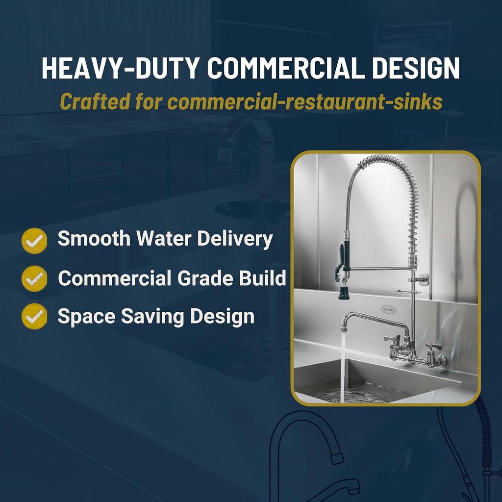 17-109WL Low Lead Wall Mount Pre-Rinse Faucet with 12" Swing Spout